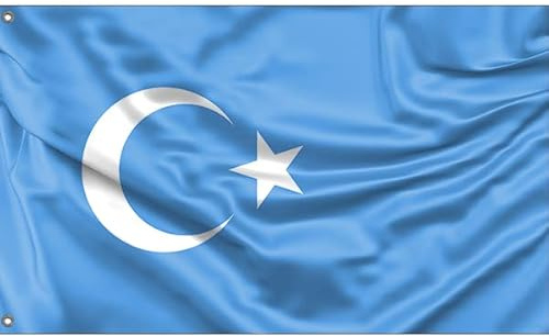 Kokbayraq Uyghurs Flagge | Einzigartiger Designdruck | Made in EU (90x150cm)