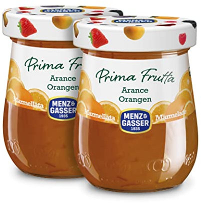 Menz&Gasser, Marmellata di Arance Prima Frutta, con 40% di Frutta, Realizzata con Frutta di Alta Qualità IQF, Lavorata con Passione in Trentino-Südtirol, Naturalmente Senza Glutine, Vegan, 2x340 g