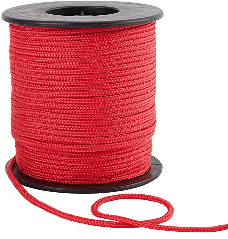PH PandaHall 50m Red Nylon Cord, 3mm Chinese Knotting Thread Braided Lift Shade Cord Blinds String Wind Chime String Replacement for Lanyards Macrame Craft Gift Windows Shades