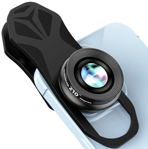 BIGBIGRIVER 210° Fisheye Lens, Professional Cell Phone Lens for iPhone, Samsung, Pixel, Blackberry, Ipad, Notebook, etc Fisheye Lens