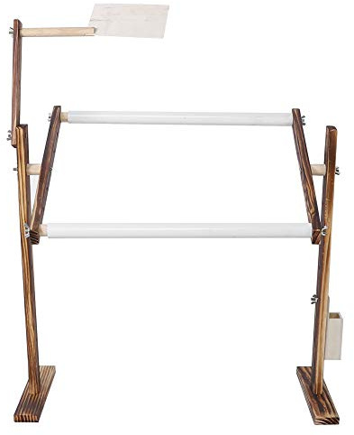 Wooden Cross Stitch Stand, 47 x 21 cm, 360-Degree Adjustable Embroidery Frame, Pine Wood, with Tool Kit