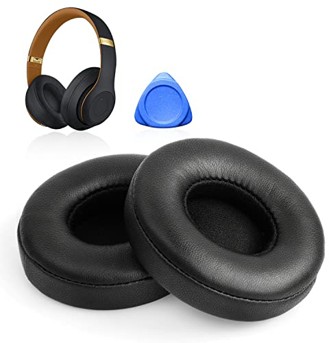 Ersatz Ohrpolster für Beats Solo 2 & Solo 3 Wireless Kopfhörer Professional Kopfhörer Ersatzpolster mit Weiches Proteinleder - Schwarz (1 Paar)