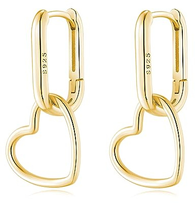Reffeer 925 Sterling Silber Herz Ohrringe Creolen für Frauen Mädchen Minimalistische Creolen Huggie Ohrringe Tropfenohrringe
