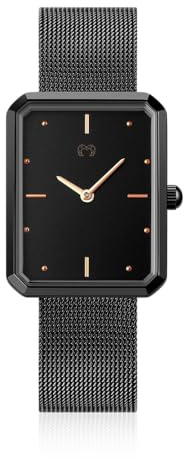 Uhr für damen. Armbanduhr für damen moderner Stil, anspruchsvolle und elegante Ausführung. Original-Damen uhr mit hochwertigem Quarzwerk. Damen armbanduhr. Armbanduhren (Versilberung - Schwarz)