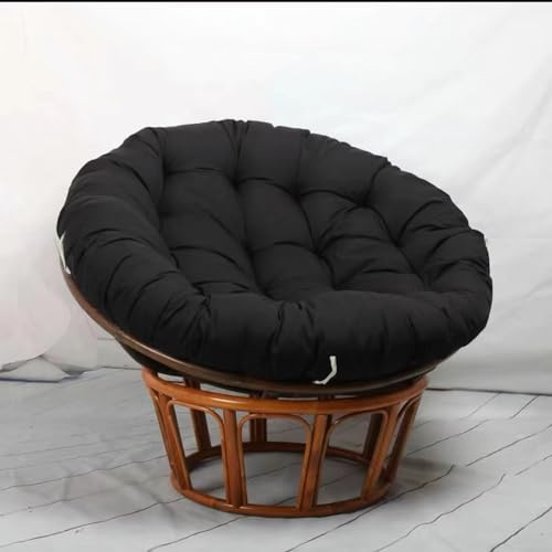 Papasansessel Kissen, Kissen für Hängesessel, wasserdichte Kissen Rund, Stuhlkissen Outdoor, Sitzkissen Gartenstuhl, Schwarz, 100CM