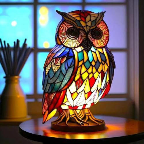 Lampada da tavolo vintage a forma di animale, lampade da comodino colorate in resina per decorazione, lampade da tavolo a forma di animale, lampada da comodino in vetro colorato stile Tiffany, lampada
