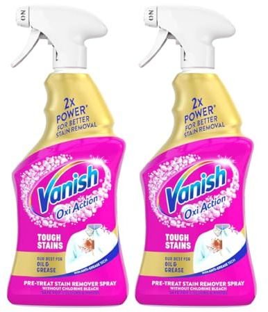 Vanish Gold Oxi Action Multi Degreaser Spray for Tough Stubborn Stains, 950ml (Pack of 2), Pre-Treat, Our Best for Oil & Grease, 30 Seconds Stain Removal, For both Colours and Whites, Bleach Free