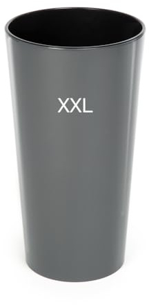 MELTOM Blumenkübel Lilia Rund Hochglanz Anthrazit XXL Ø 40 x 75 cm | Kunststoff, Gefäß 76 L, herausnehmbarer Innentopf 29,5 L, für innen & außen, wetterfest, UV-beständig, ohne Abflussloch