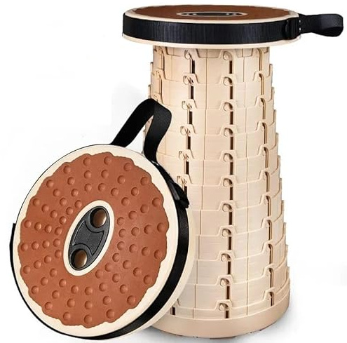 ActivPro Sgabello pieghevole portatile Telescopico regolabile Piano in gomma aggiornato Retrattile pieghevole Resistente capacità di carico 200 kg Sedia da campeggio Pesca Escursionismo BBQ All'aperto