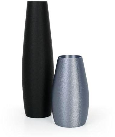 Designer Vasen-Set – Dekorative Blumenvasen aus Bio-Kunststoff (Schwarz & Silber)