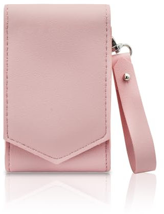 AfitLulu Kosmetiktasche Klein Lippenstift Etui mit Spiegel, PU-Leder Make Up Organizer Tasche Schminktasche Klein mit Abnehmbarem Schlüsselanhänger & Handgelenkband Hält 3 Lippenstifte (rosa)