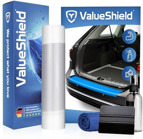 ValueShield Protector de borde de carga apto para VW T5 (T5.2) 2009 – 2015 (3 puertas, furgonetas): lámina de alto rendimiento, protector de pintura y protección contra arañazos para maletero,