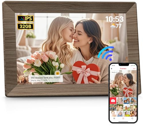 Frameo 10.1 Digital Picture Frame, Smart WiFi Digital Photo Frame with 1280x800 HD IPS Touch Screen 32GB Memory Auto-Rotate Wall Mounted, Share Photos/Videos from Phone Anywhere