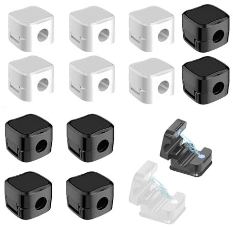 12 Pcs Cable Tidy Clips, Easy to Carry Protective Wire Holders for Usb Charging Cable Cords, Suitable for Homes, Offices, Desk, Wall, Car, Desk, Bedroom, Nightstand