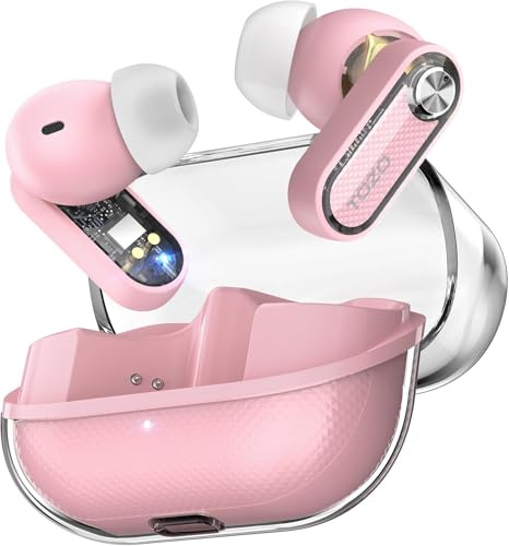 TOZO Crystal Pods Kabellose Bluetooth In-Ear Kopfhörer mit Hybrid ANC IPX5 | Transparentes Design, 38dB Hybrid ANC, 6 Mikrofone mit KI-ENC, 35 Std. Akku, 10-mm Treiber, 32 EQ Modi per App, BT5.4