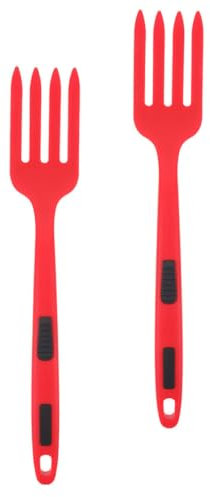 Ciieeo Tenedores De Silicona Flexibles Para Cocinar 2 Unidades 24 Cm Silicona Antiadherente Ergonómicos Para Uso Doméstico y Restauración Color Rojo Intenso