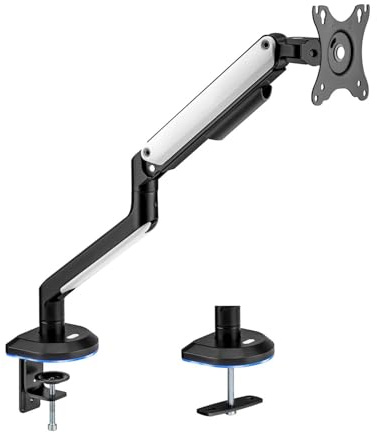 AISENS RGB Gaming Table Stand Swivel and Tilt Counterweight for Monitor TV 9kg 3 Pivots 1 Arm 17 32 Black White
