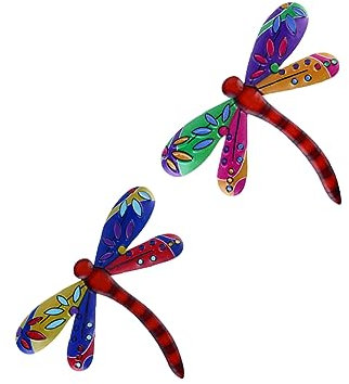 RORPOIR 2pcs Iron Dragonfly Pendant Outdoor Fence Art Garden Hanging Decoration Wall Ornament for Porch Metal Garden Decor Dragonfly Fence Art
