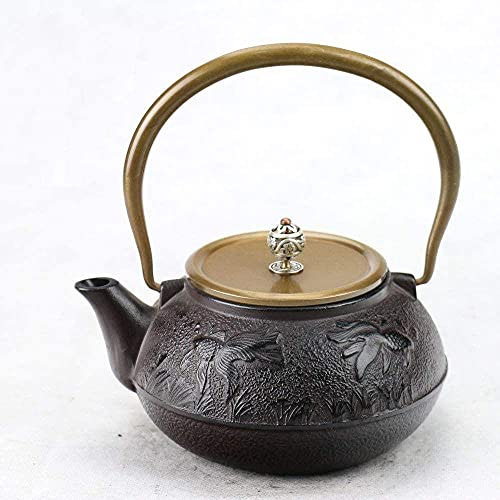 Juego de té de Hierro Fundido, Juego de té de Hierro Fundido, Olla de Hierro Fundido del Sur, Tetera de Hierro Fundido Koi, Juego de té de 1 2 l, decoración del hogar, Regalo