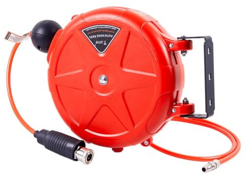 HUIOP 8mm Automatic Retractable Hose Reel Car Wash Garden Irrigation Water Tube Holder Wall Mount High Pressure Waters Roller Self-Locking Water Drum