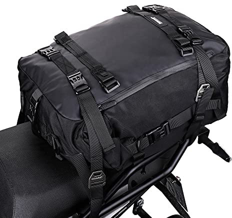 ENJOHOS Sacoche Moto Selle Arriere 10/20/30L Sac a Dos Moto Multifonctionnel Sac de Selle Motos Etanche Léger Bagagerie Sacoche Reservoir Motos Voyage Modulaire pour Porte Bagages Arrière, Noir-30L