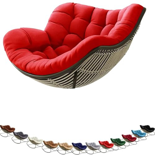 MCNDSI Schaukelstuhl Auflage wasserdicht Rattan Wohnzimmer, Bequemer Schaukelsessel Kissen Outdoor Indoor, Papasansessel Kissen Auflage Doppelt Für Garten, Terrasse(F8)