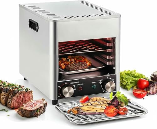 BGVYFXEZ Asador eléctrico para Carnes, asador de Acero Inoxidable, Temperatura Ajustable para cocinas de Interior, 4 Niveles