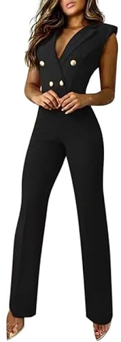 nicticsi Tuta da Donna Estiva Senza Maniche Scollo a V Jumpsuit Vita Alta Long Pantaloni Monopezzi Tutine Elegante Tute Casual Cerimonia Cocktail Overalls