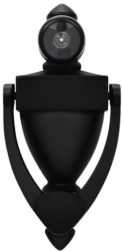 Kronabelle Black Zinc Alloy Door Knocker with Peephole, Vintage Style for Front Door and Entryway Security