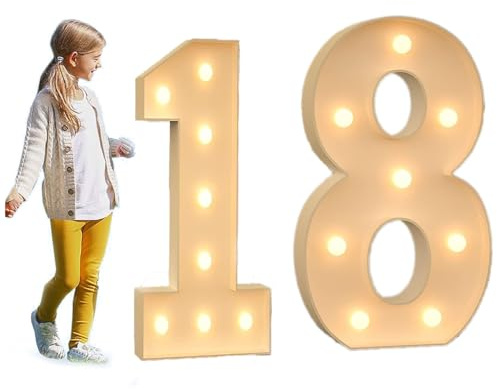 IINCOOY Marquee Numbers,18th-Birthday Decorations,Large 4FT Light Up Number 18 Birthday Decoration For Boy Girl Birthday Decor Party Weddings Anniversary Cardboard Big Mosaic(70cm)