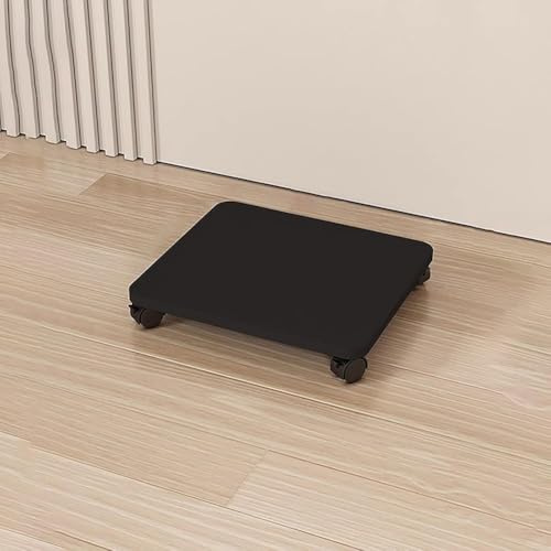 Supporto per PC da gioco mobile con ruote, torre multimediale AV compatta, autoportante, per giradischi e stampante, mensola per console angolare nera, 50 x 45 cm