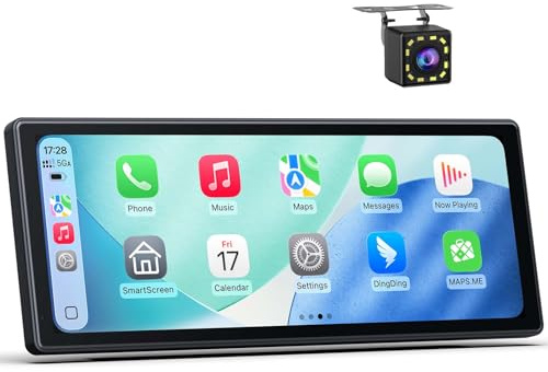 Wonsidary 10.26 Zoll CarPlay Display kompatibel mit Apple CarPlay & Android Auto,IPS Car Play Display mit 1080P Rückfahrkamera,Lichtsensorik Funktion,Bluetooth Audio,Mirror Link,FM,Sprachsteuerung