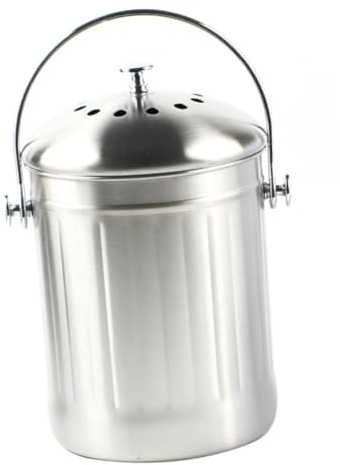 MOTHNUR Cubo De Basura De Acero Inoxidable Grande Tapa Antiólor para Compostaje Cocina, Contenedor De Compost De Interior, Resistente y Portátil, Adecuado para Almacenamiento y Reciclaje Doméstico