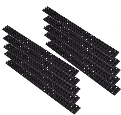 WEKADRIN Lot de 10 Tapis Anti-épines pour Oiseaux Extérieur, Bandes Plastiques Noires, Protection Jardin et Balcon Pigeons, Pics Dissuasifs Résistants UV, Barrière Douce sans Danger