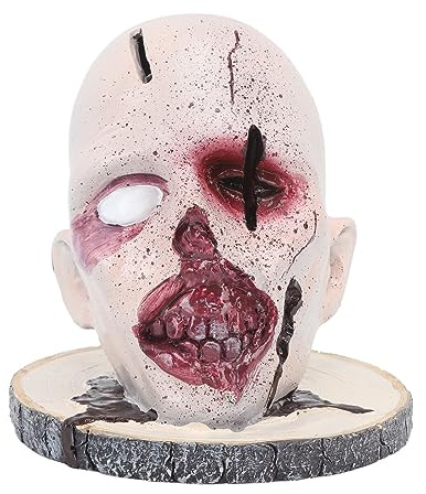 Haofy Porte-couteau Tête de Mort, Base en Résine à 6 Fentes pour la Cuisine, Support de Rangement pour Décor d'halloween Effrayant avec Organisateur de Comptoir Stable