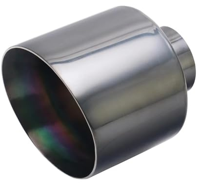 Auspuffrohr Auspuffendrohr-Anschluss 76Mm Schräger Runder Auslass 127Mm Universelle Edelstahl-Schalldämpfer-Endrohrdüse Auspuffblende Endrohr(Schwarz)