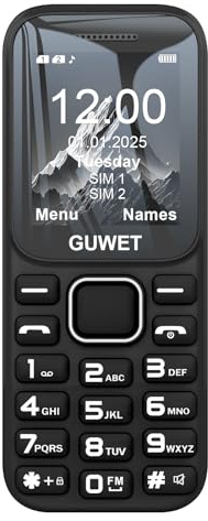 Guwet A2 2G Mobile Seniorenhandy ohne Vertrag, Großkapazitätsakku, Lange Standby-Zeit, Rentner Handy große Tasten, Dual SIM mit Notruftaste, Schwarz
