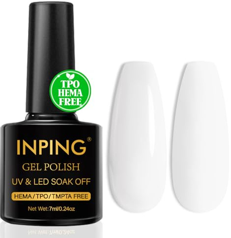 INPING UV Nagellack HEMA-FREE TPO-FREE Natur Weiß 1pc Gel Nägel 7ML | Weiß Gellack Gel UV Gelnägel GelNail Polish Gellack für Anfänger DIY Nail Art Lack Maniküre Salon Langlebig