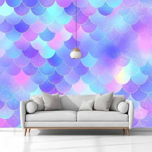 Carta da Parati Fotomurale XXL 250 x 175 cm, Viola Poster Murale 3D in Tessuto Non Tessuto per Parete TV Corridoio e Soggiorno, Decorazione Interni Impatto Squame Da Principessa Da Sirena Moderne