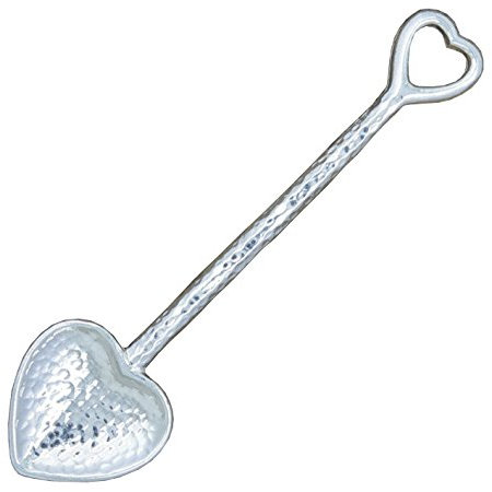 Cuillère à Sucre Deux Coeurs, Fait Main en Etain Fin - Fabrication Française