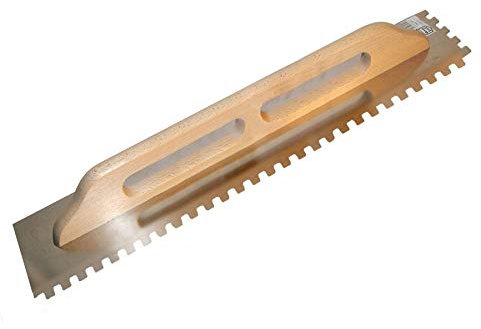 Stainless Steel Square Notched Trowel, (8X8mm), 680mm, Wooden Handle, Tile, Tiling, Adhesive, DIY