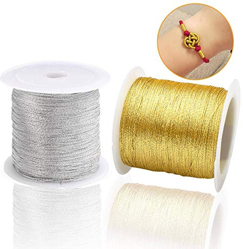 Lot de 2 rouleaux de cordon métallique coloré pour cadeaux, bijoux, bricolage, artisanat