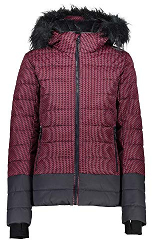 CMP Skijacke Snowboardjacke WOMAN JACKET ZIP HOOD weinrot & dunkelblau wasserdicht leicht (11ZD MERLOT-GRANITA, 38)