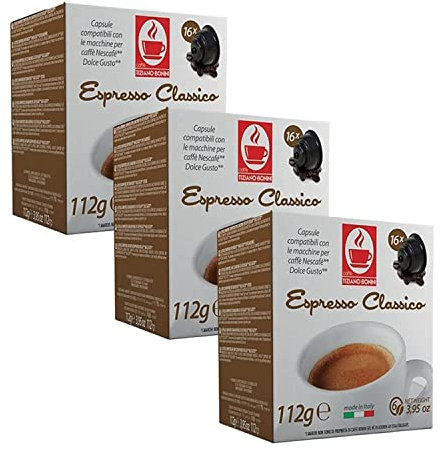 Bonini Dolce Gusto Compatible Espresso Classico Coffee Pods (Pack of 3, Total 48 pods)