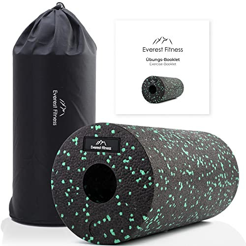 EVEREST FITNESS Faszienrolle Wirbelsäule 30cm mittel-hart - Faszienrolle für Rücken Beine Schultern - Massagerolle - Rückenrolle - Pilatesrolle - Foam Roller - Schwarz/Grün