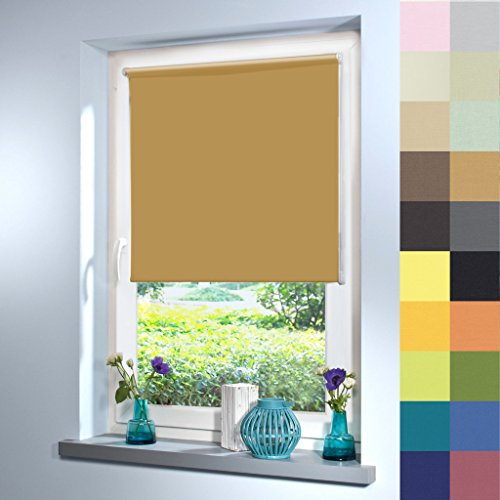 Sun World Tageslicht Rollo nach Maß, Blickdicht, hochqualitative Wertarbeit, alle Größen, Rollo nach Maß, für Fenster & Türen, Klemmfix ohne Bohren (180cm Höhe x 35cm Breite/Cappuccino Braun)