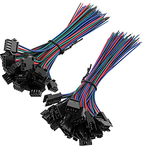 YIXISI 20 Pairs JST SM 4PIN Stecker Männlich zu Weiblich EL Draht Kabel Stecker Adapter,2 Pin Stecker Männlichen und Weiblichen Steckverbinder Adapter mit 150 mm Elektrisch Kabel für LED Licht
