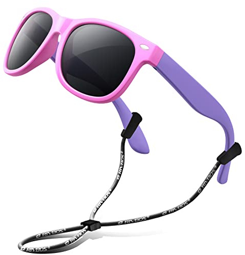 RIVBOS Kinder polarisierte Sonnenbrille mit Riemen Brillengläser Schattierungen für Jungen Mädchen und Kinder RBK004