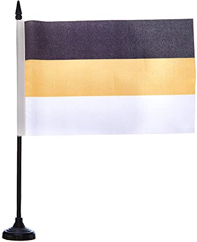 AZ FLAG - Tischflagge Russisches Kaiserreich 1858-1896 - 21x14 cm - Kaiserreich Russland Tischfahne 100% Polyester - Kleine Büroflagge mit 25 cm Schwarzem Kunststoffstab und Sockel
