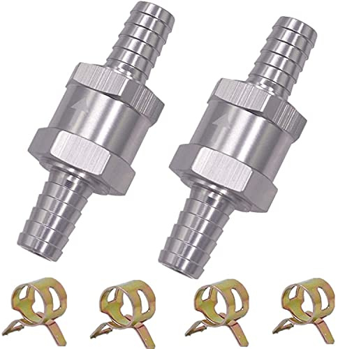 2PCS Válvula de Retención de Combustible Válvula Antirretorno de Retorno de Combustible de Aluminio Aleación Gasolina Diesel Oil Válvula Antirretorno para Coche Carburador (8MM)